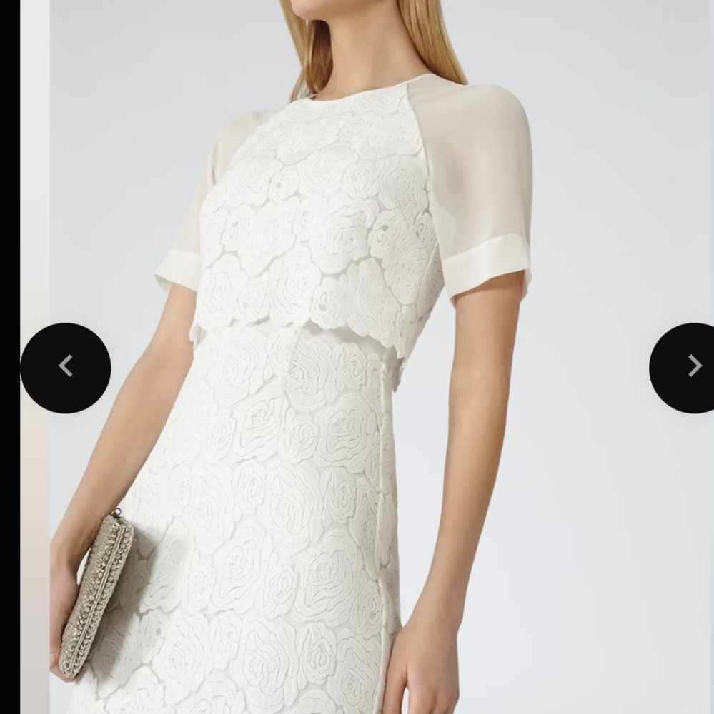 - Reiss Rose Overlay White Lace Dress With Zippered Breast Feeding Option!!